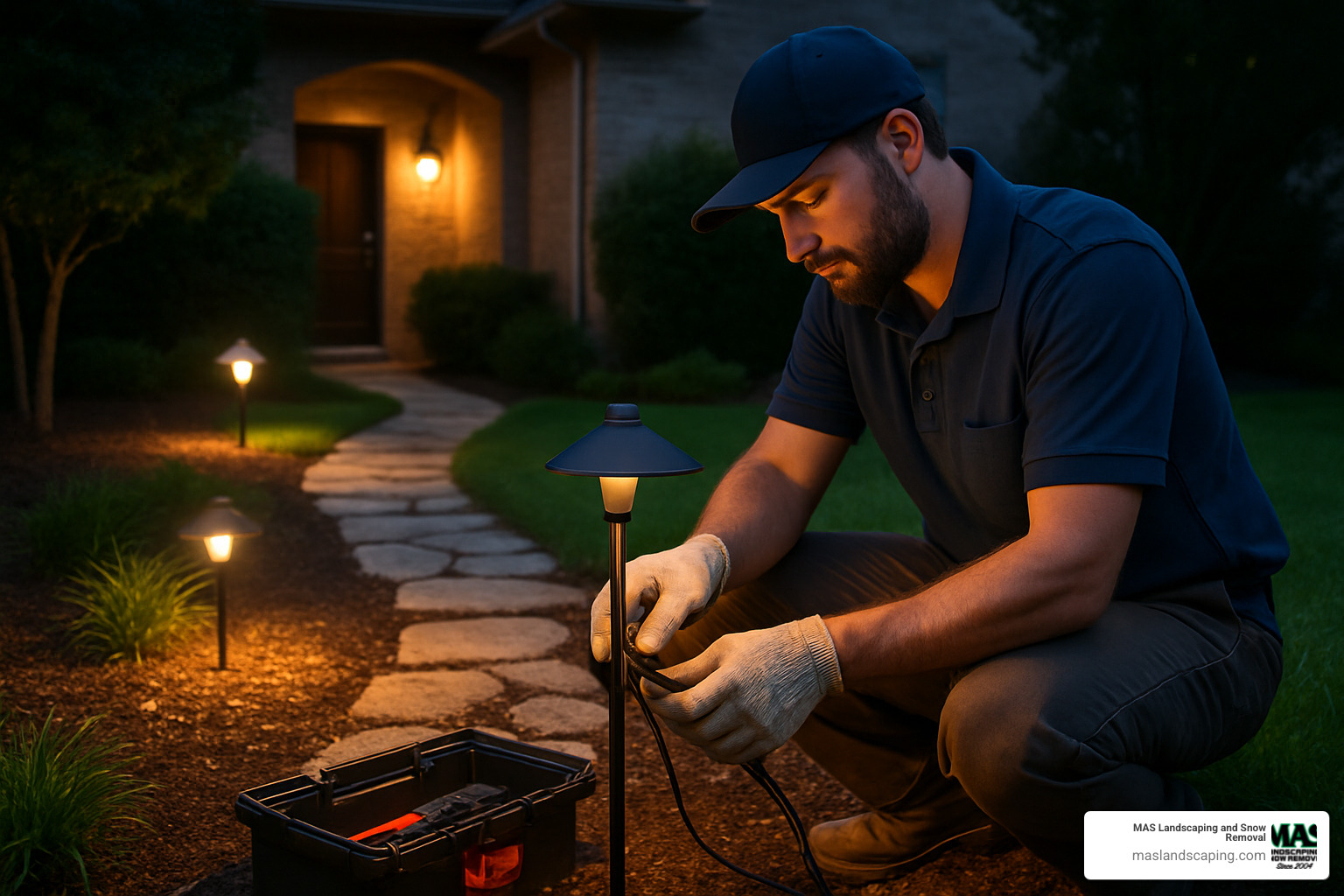 energy meter showing reduced consumption with LED lighting - landscape lighting installation services