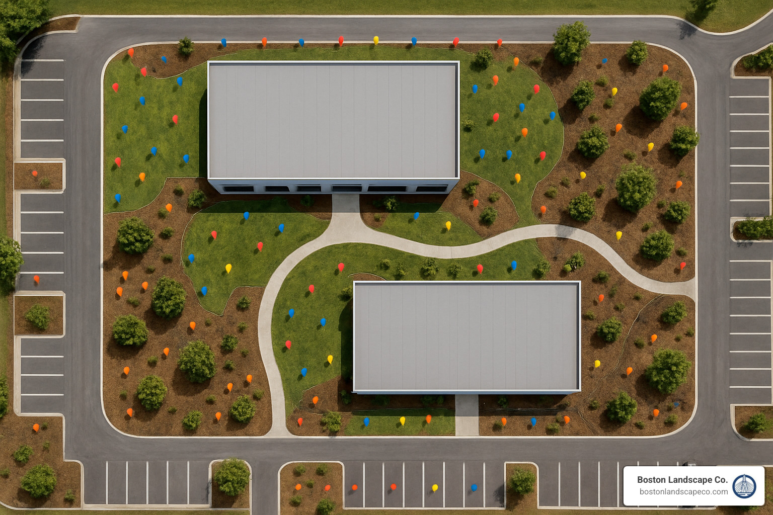 site layout with irrigation flags - irrigation system installation