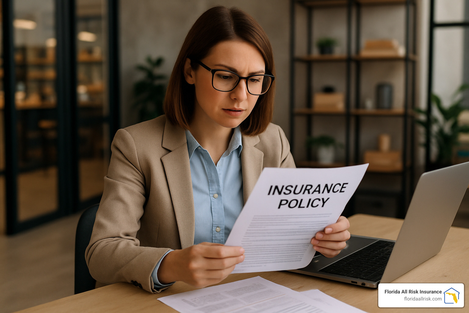 small business owner reviewing insurance policy - best small business property insurance