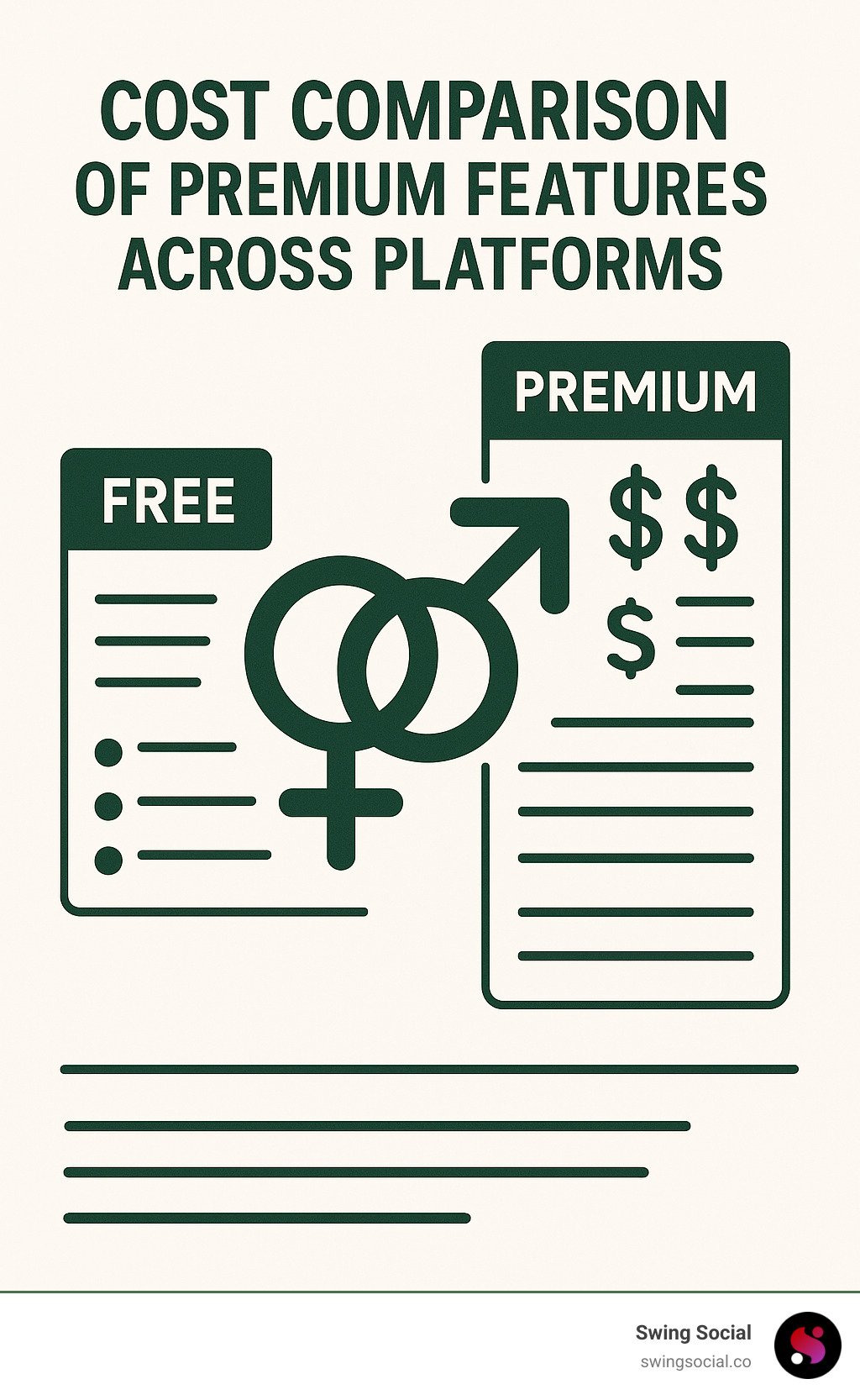 Cost comparison of premium features across platforms - swinger website infographic 