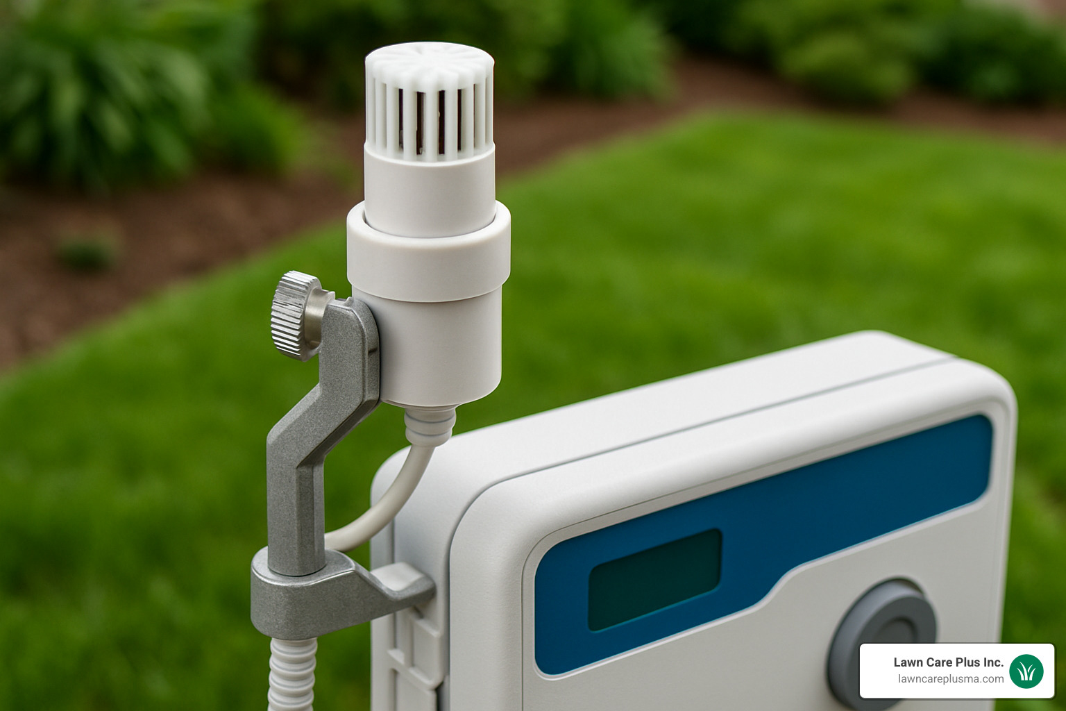 Rain sensor on smart irrigation controller - belmont landscaping ma