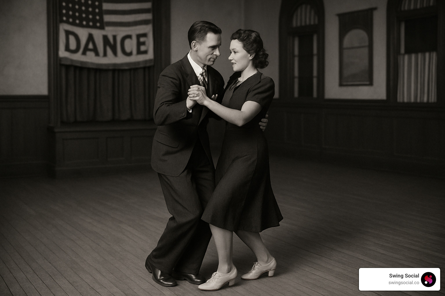 Balboa dancers demonstrating close-hold footwork - swing style