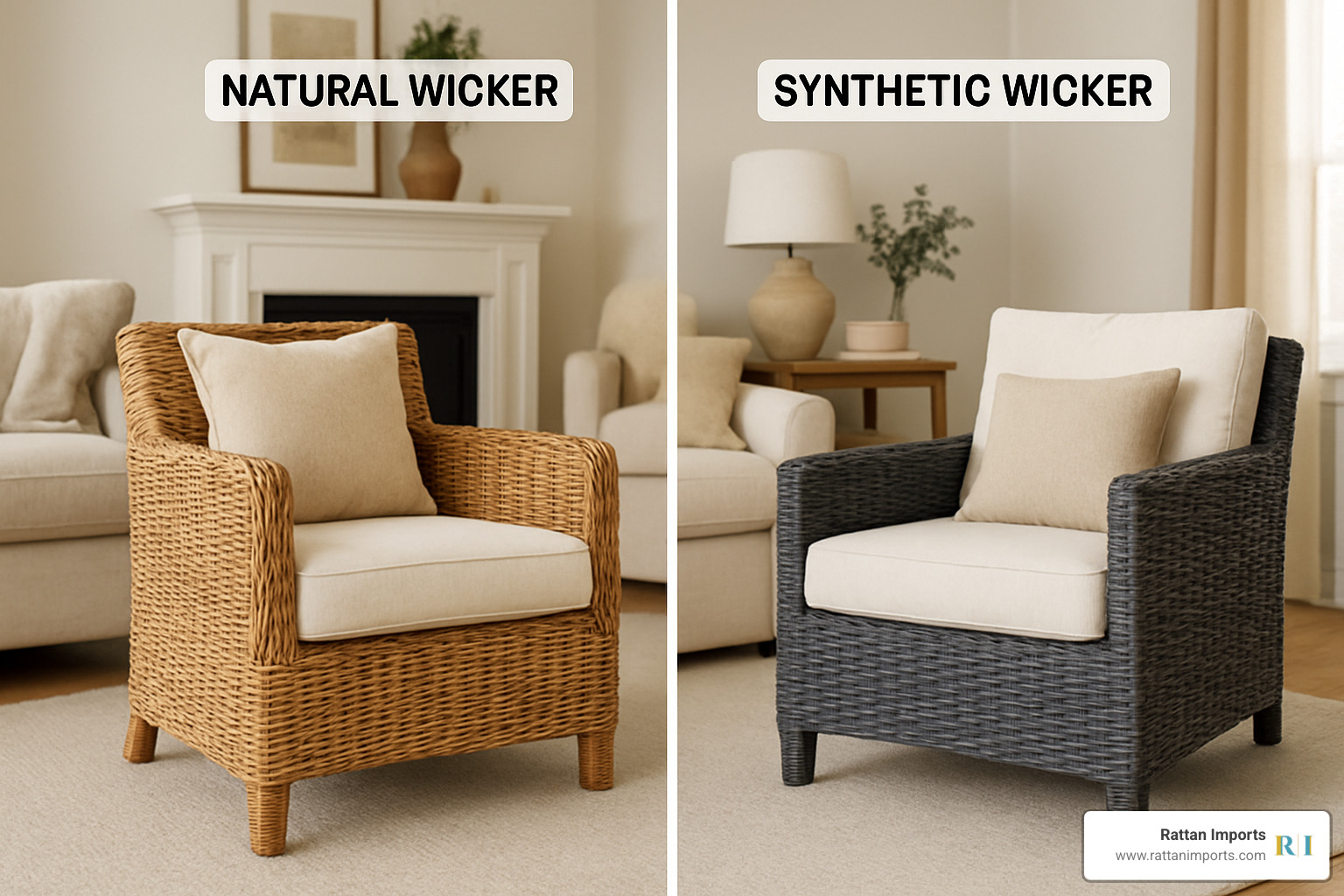 natural and synthetic wicker comparison - wicker living room furniture