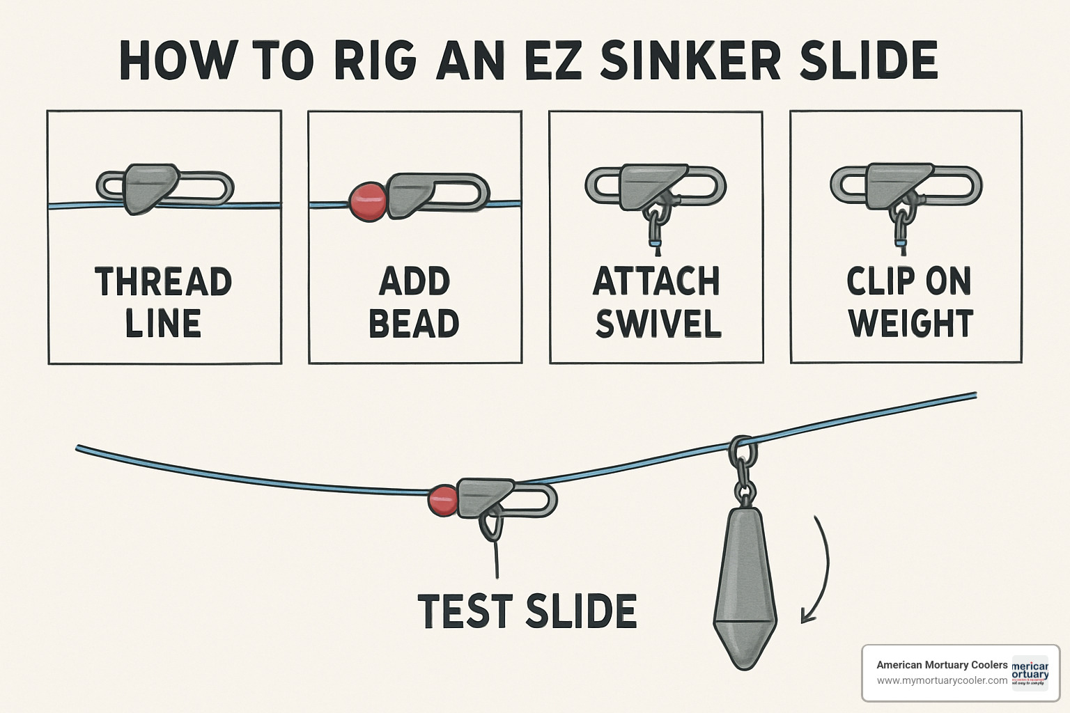 ez sinker slide rigging steps - ez sinker slide