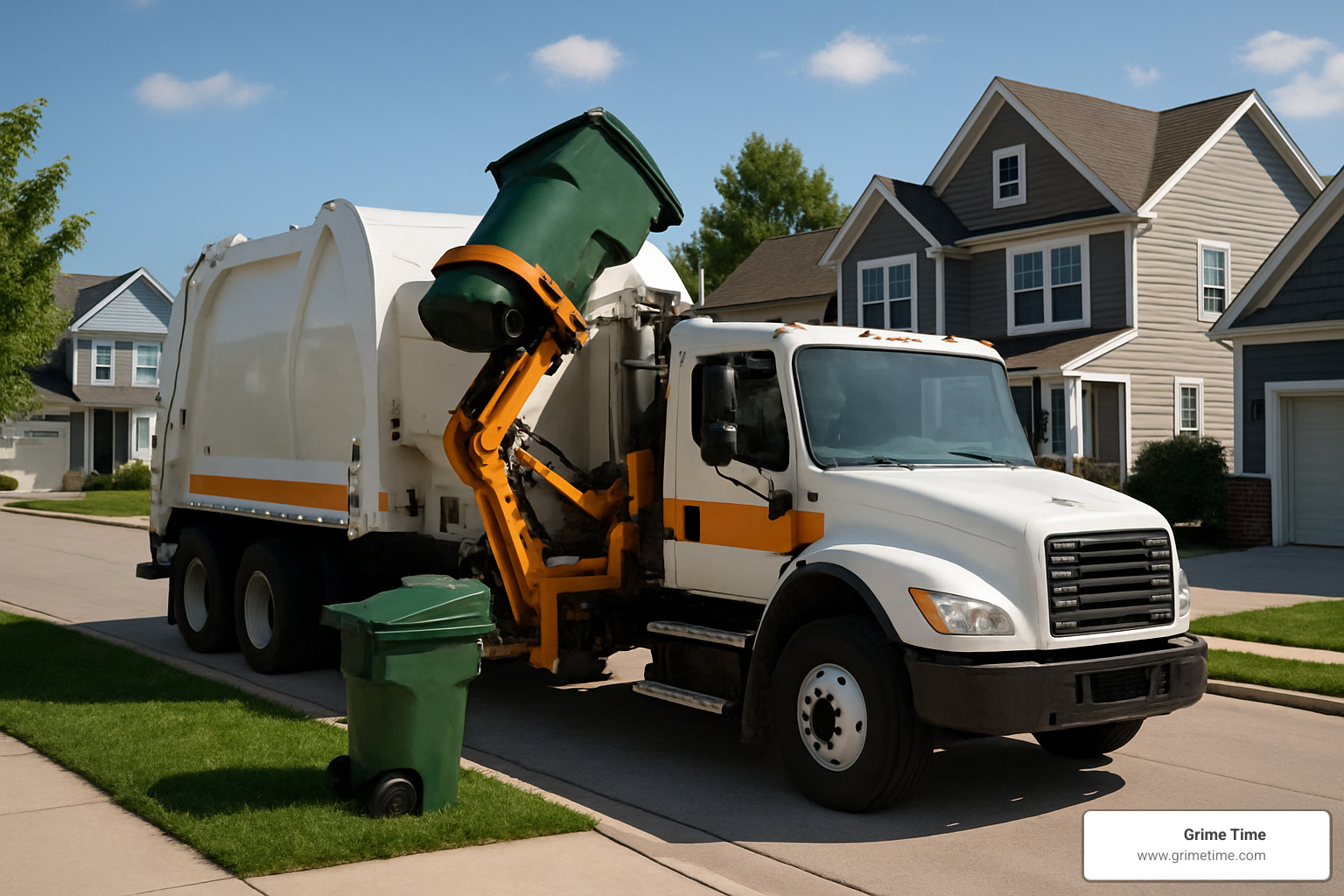 residential trash pickup with automated truck arm - Affordable waste services