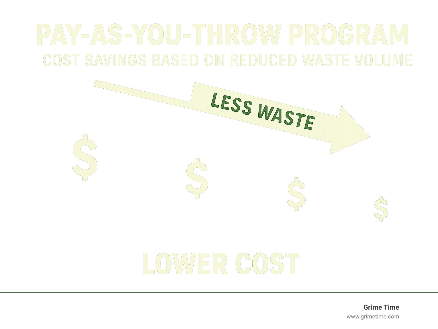 Pay-as-you-throw program showing cost savings based on reduced waste volume - Affordable waste services infographic 