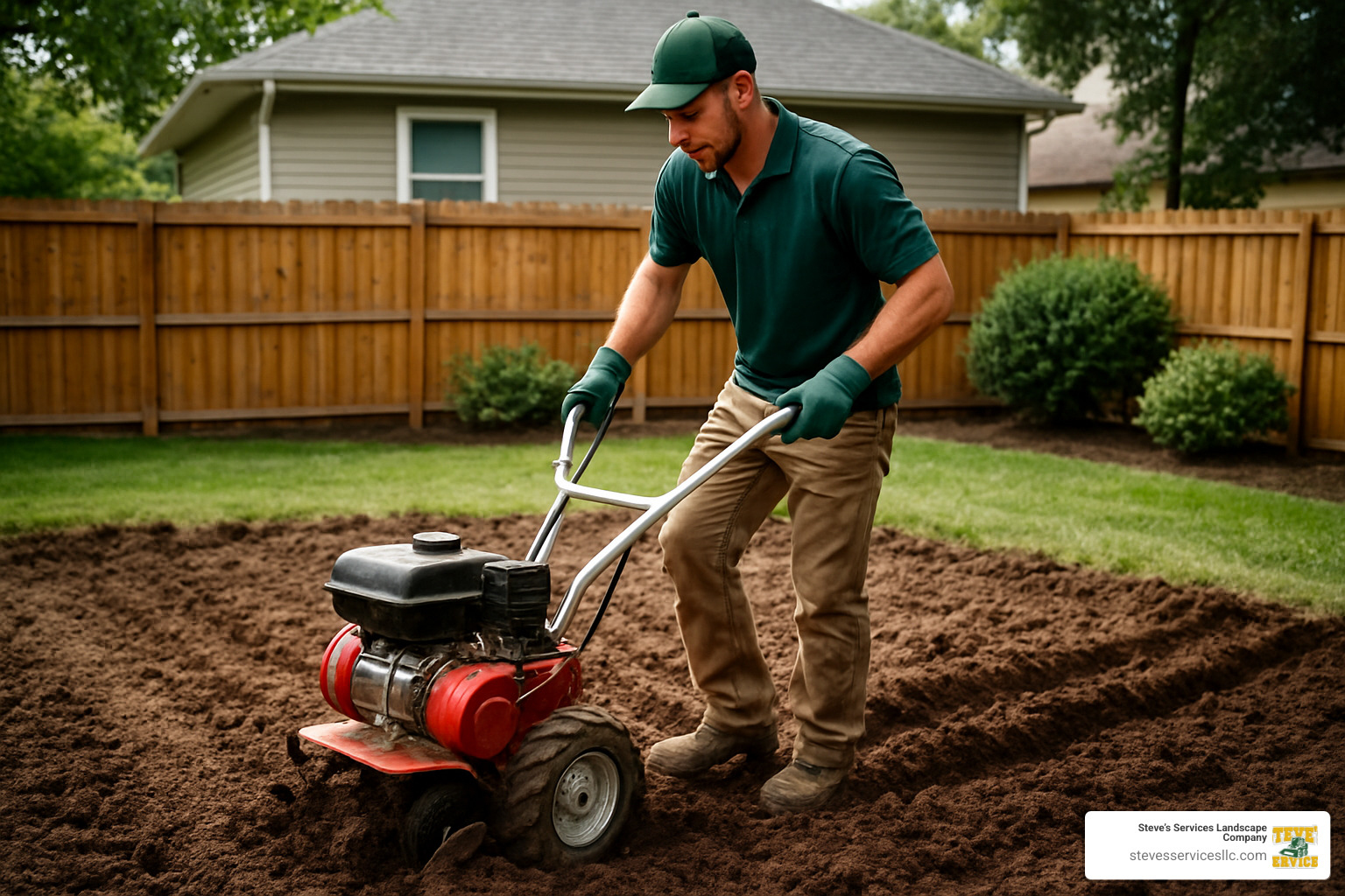 soil preparation with tilling equipment for lawn installation - lawn installation services