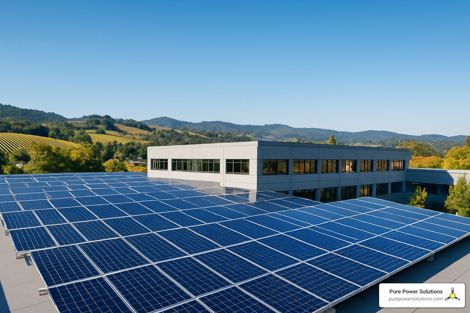 Commercial solar panels on business rooftop in Sonoma County - commercial solar sonoma county