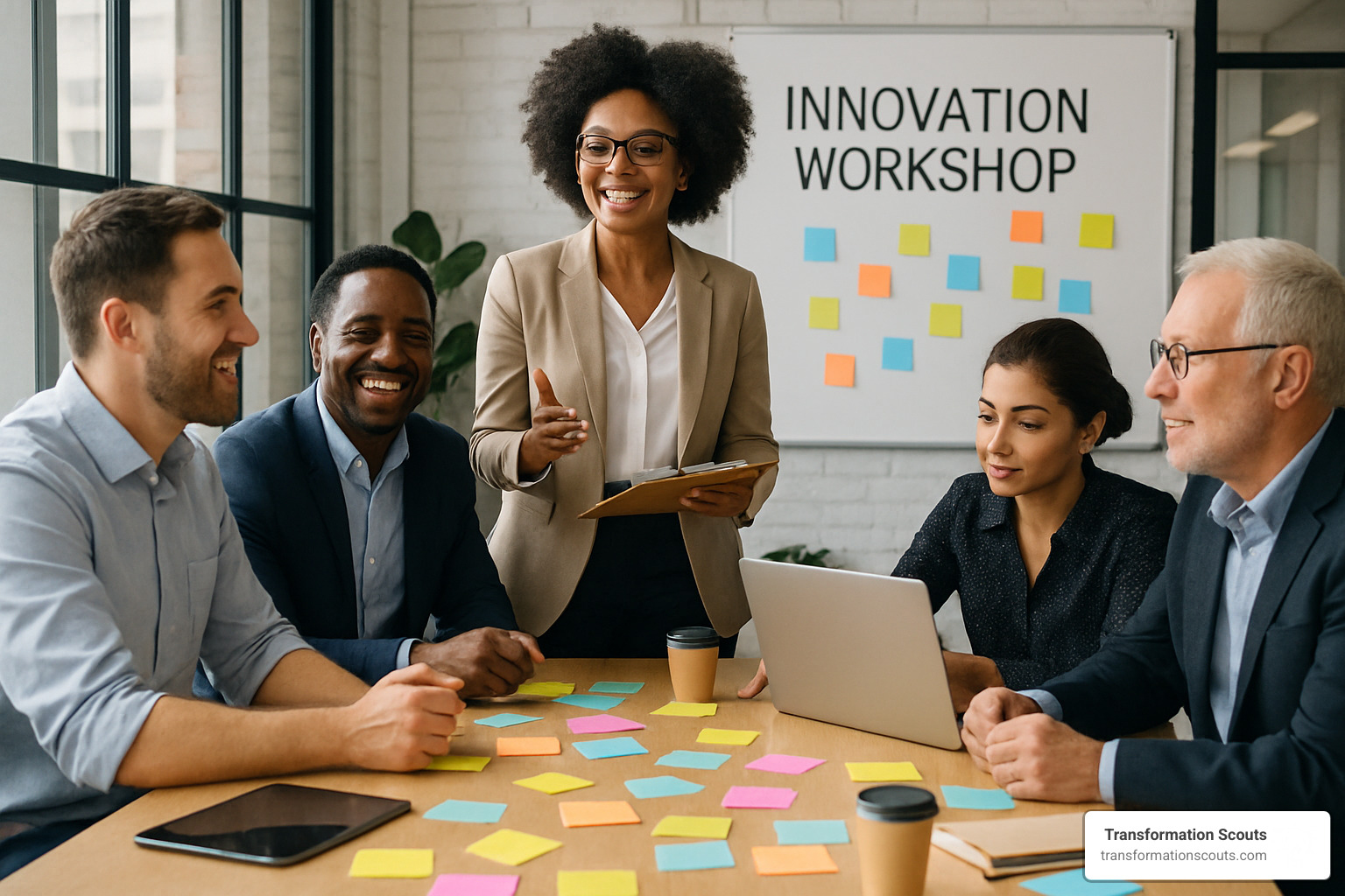 consultants facilitating an innovation workshop - Innovative business consulting services