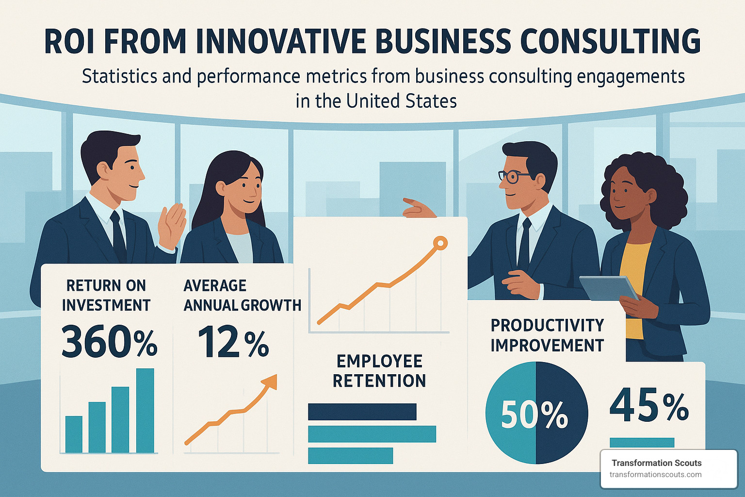 ROI statistics from innovative business consulting engagements - Innovative business consulting services