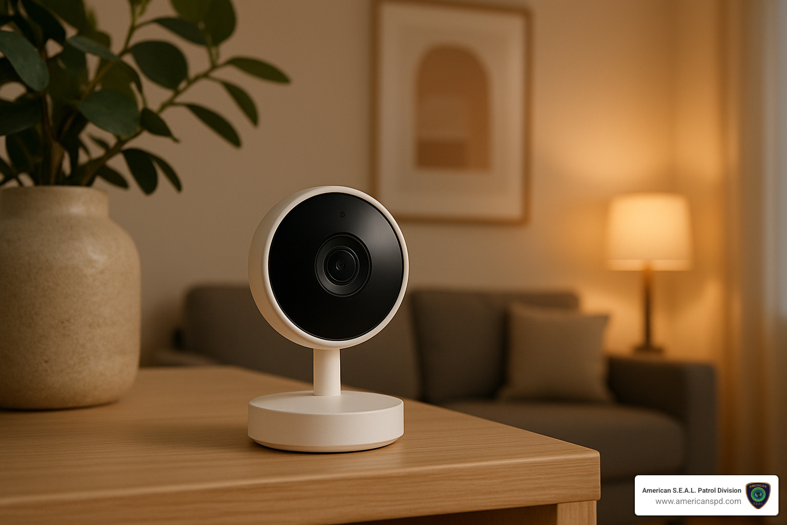 small indoor security camera on shelf - Apartment security camera solutions