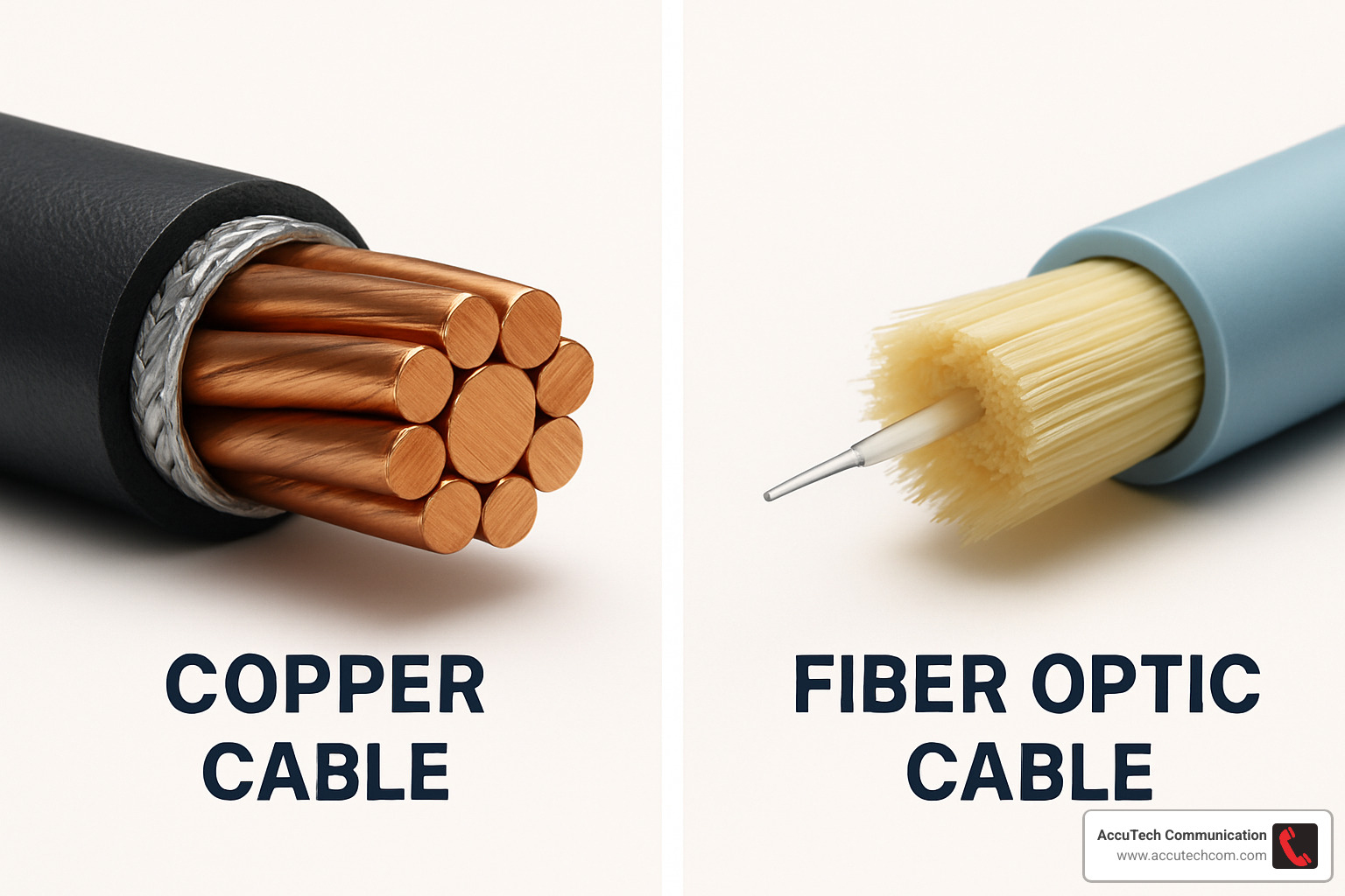copper and fiber optic cable cross-sections - Business Cabling Services