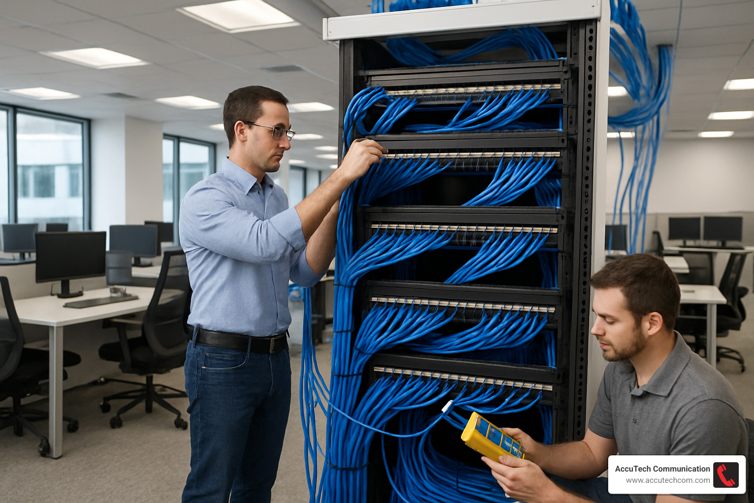 structured cabling installation in modern office - Business Cabling Services