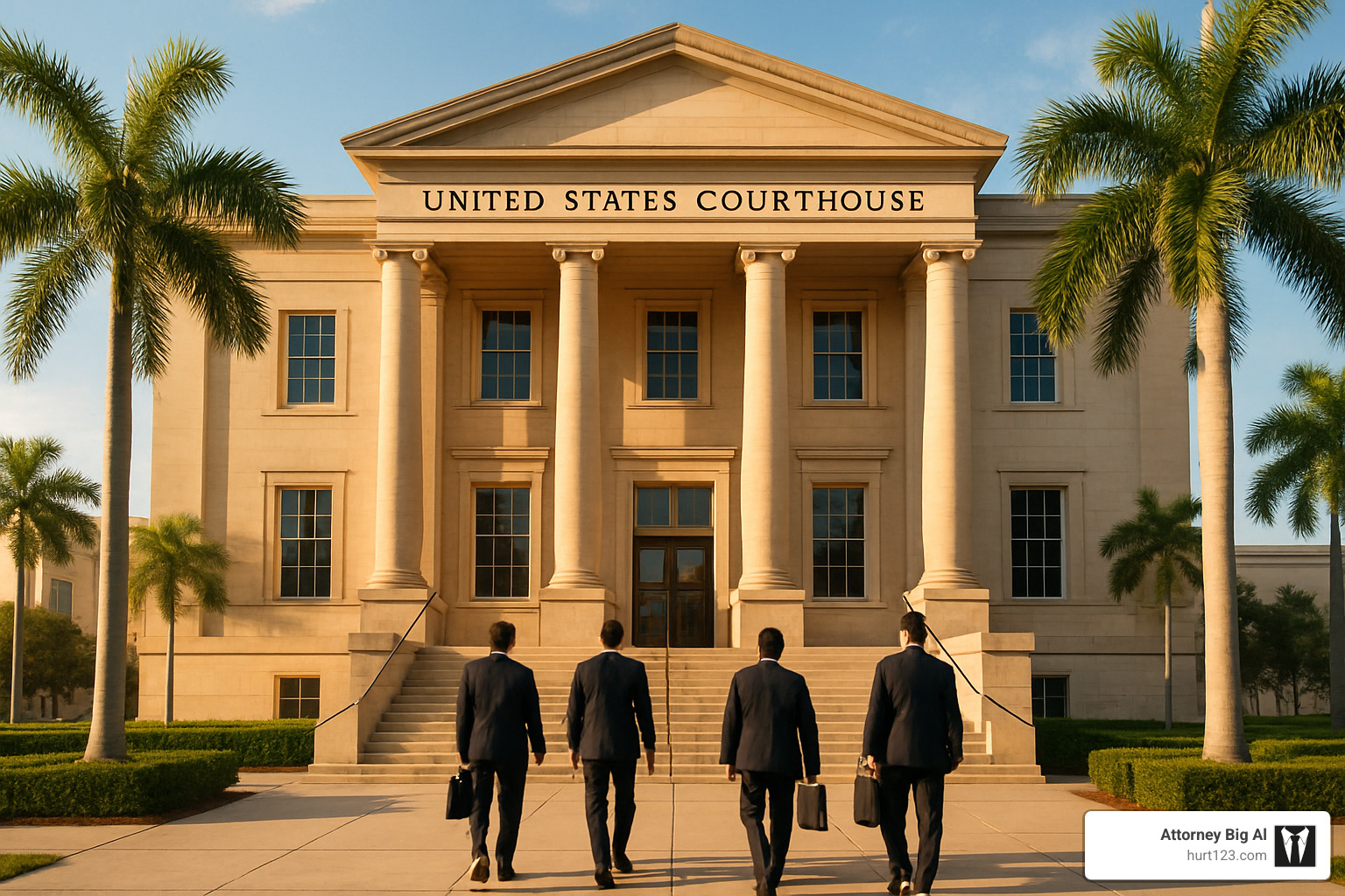 Sunrise Florida courthouse with attorneys entering - hollywood attorney