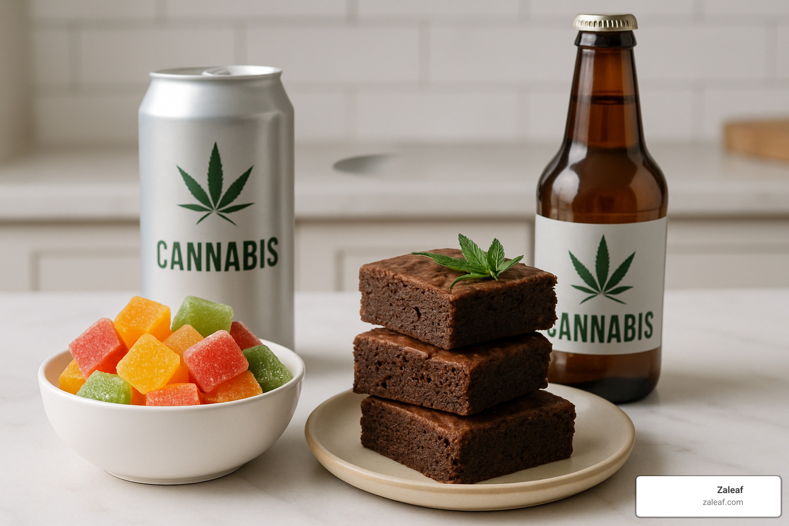 various cannabis edible forms including gummies, brownies and beverages - how long does an edible last