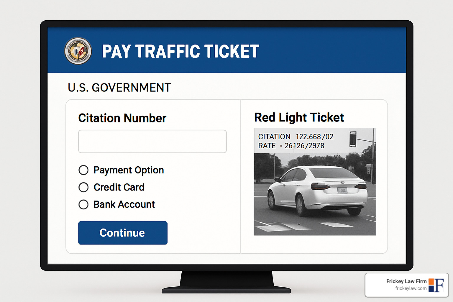 Online payment portal for traffic tickets - how much is a red light ticket