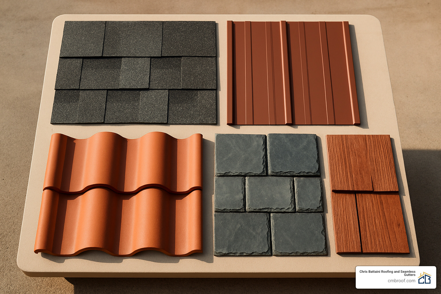 samples of different roofing materials - roofers near me