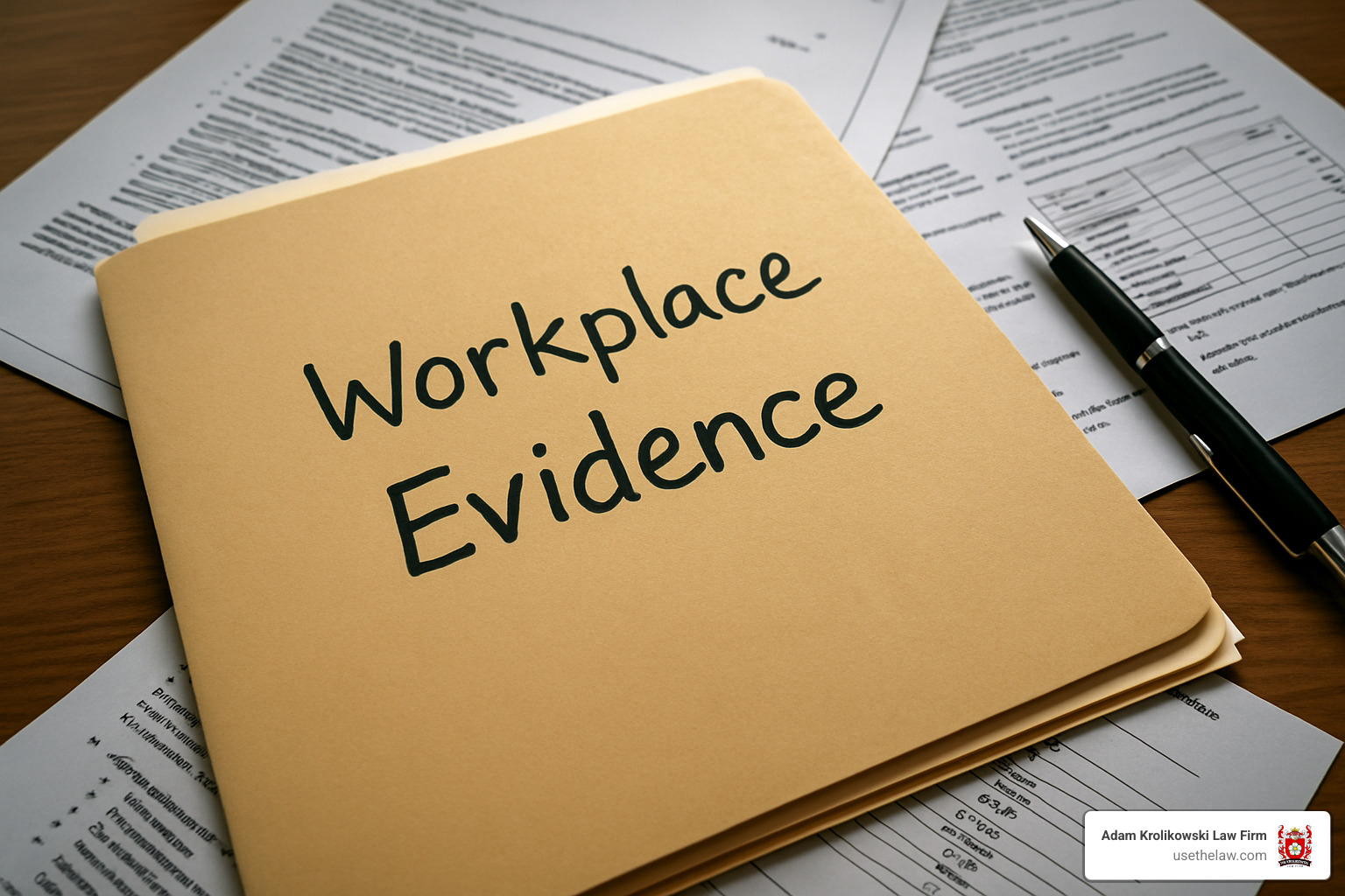 folder labeled "workplace evidence" - Orange County employment law attorney