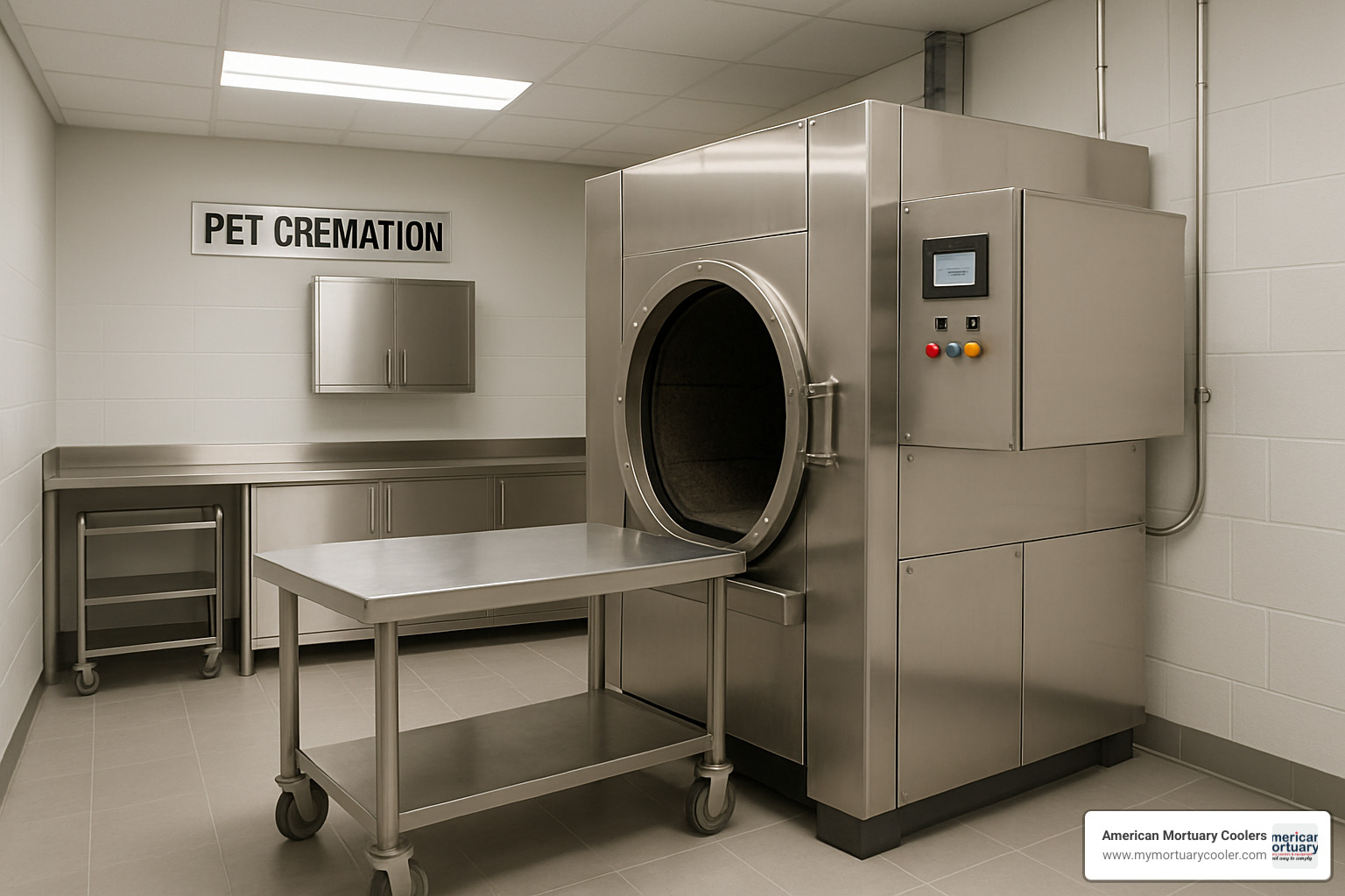 modern pet cremation retort system in clean facility setting - cremation business for sale