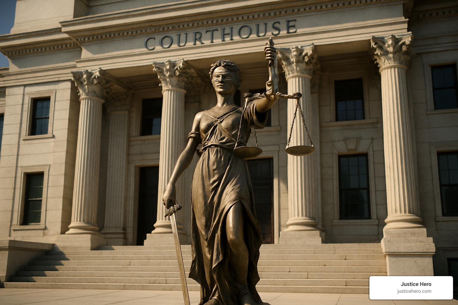 Courthouse steps with justice statue - Depo Provera lawsuit compensation