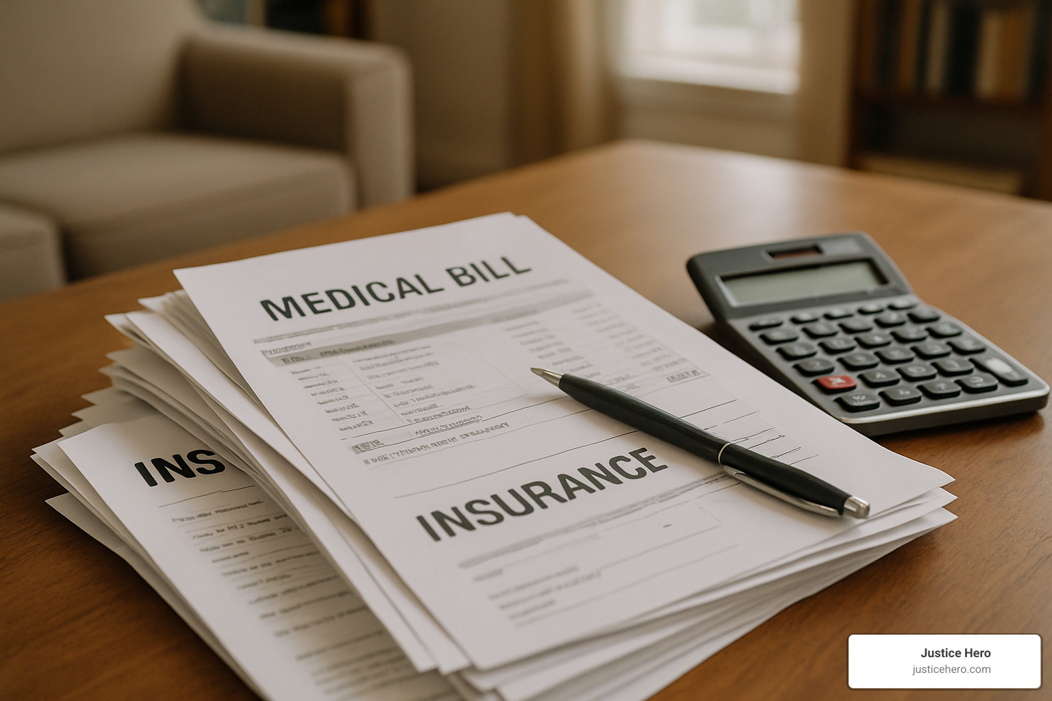 Stack of medical bills and insurance paperwork - Depo Provera lawsuit compensation