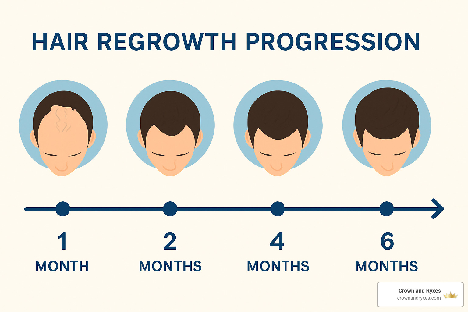 timeline graph showing hair regrowth progression over 6 months - hair restore ultra scalp solution