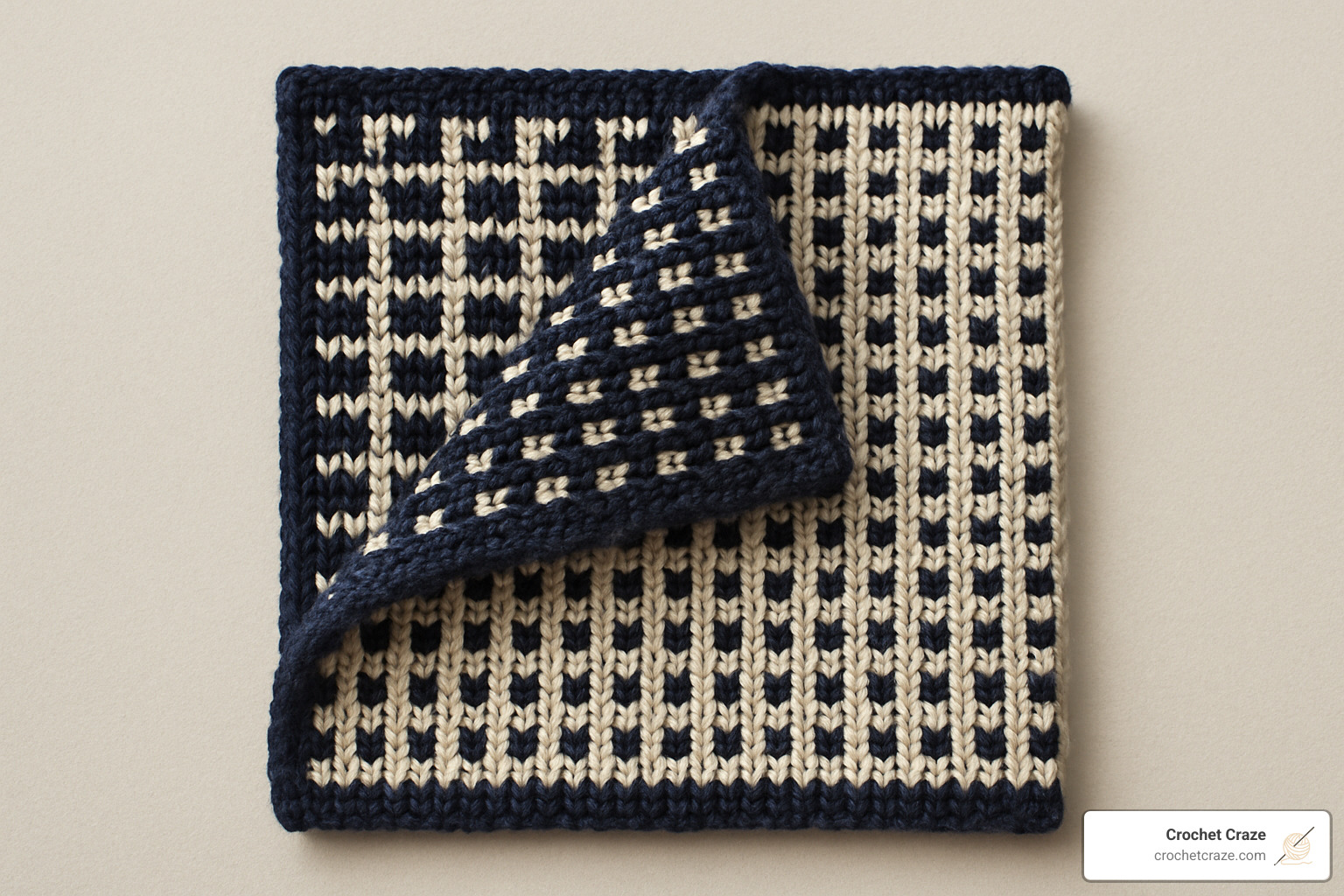 reversible double jacquard fabric swatch showing both sides - double bed knitting machine