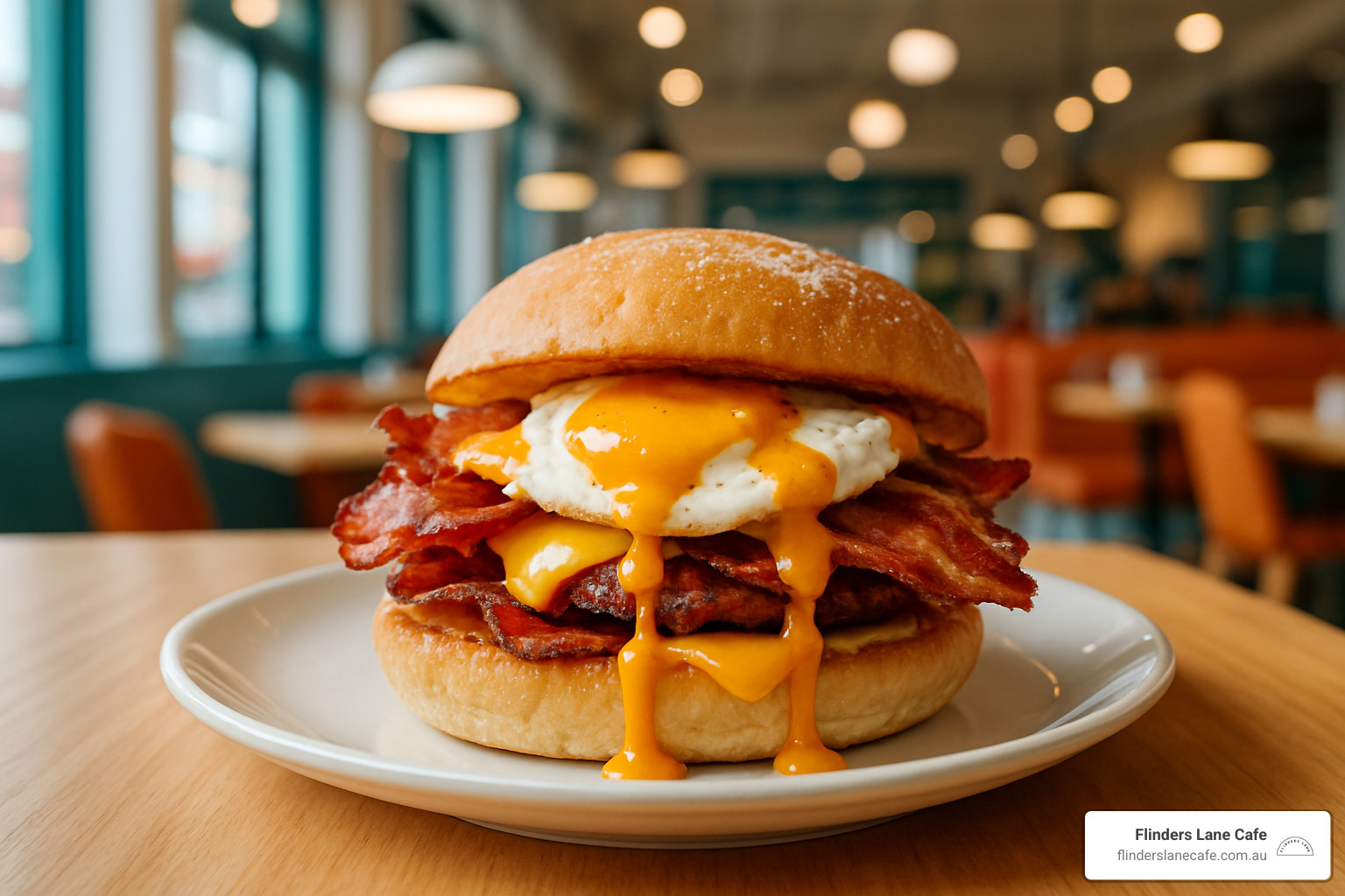 loaded breakfast roll with bacon, egg, and house-made sauce - affordable brunch near me