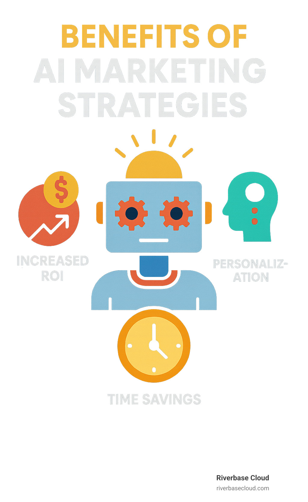 suggest another image that highlights, 'Benefits of AI Marketing Strategies' - AI marketing strategies infographic 