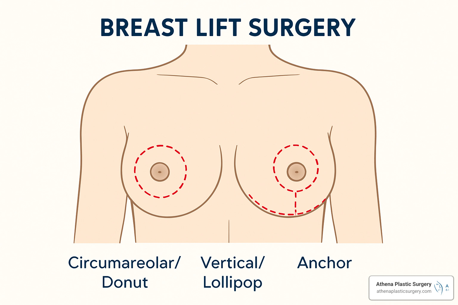 Perk Up: Everything You Need to Know About Breast Lifts in Stuart, Florida 3 incision patterns for breast lift - Breast lift Stuart FL