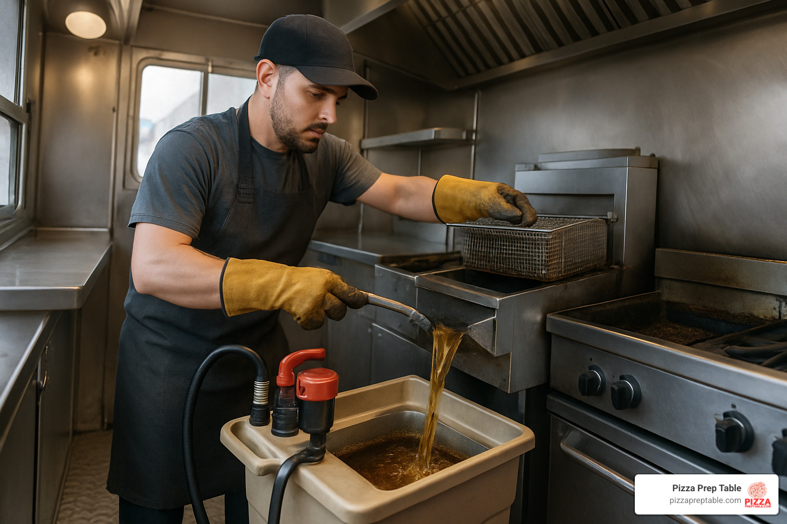 food truck oil filtering workflow - food truck fryer oil storage