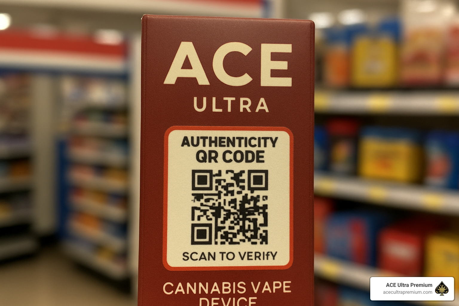 Close-up of authenticity QR code on Ace Ultra device packaging - ace ultra Close-up of authenticity QR code on Ace Ultra device packaging - ace ultra