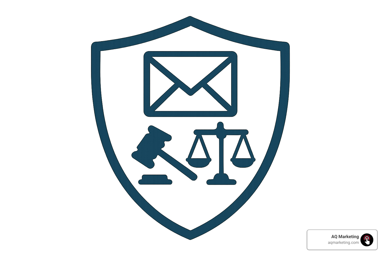 shield icon representing email compliance and client protection with legal symbols - email marketing for small law firms shield icon representing email compliance and client protection with legal symbols - email marketing for small law firms