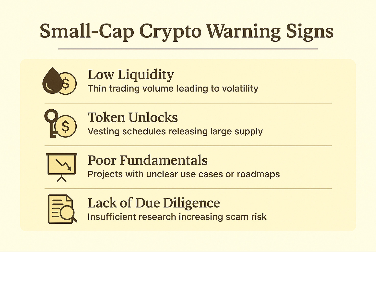 small-cap crypto warning signs infographic - crypto market cap infographic 