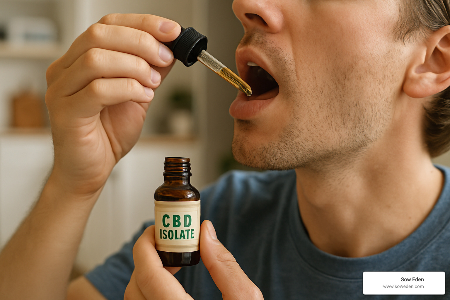 person using CBD isolate sublingually - organic cbd isolate