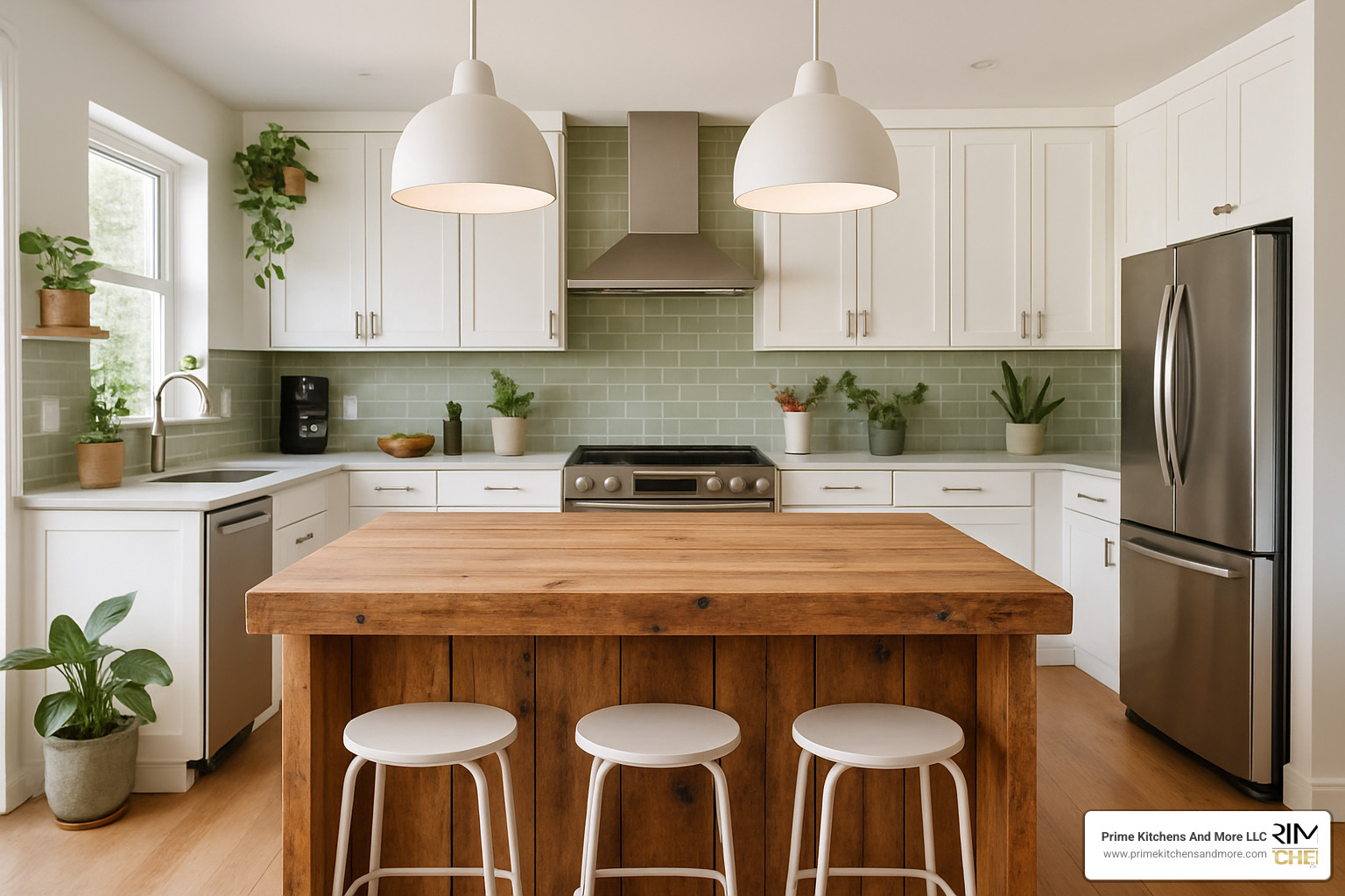reclaimed wood kitchen island - eco friendly kitchen remodel