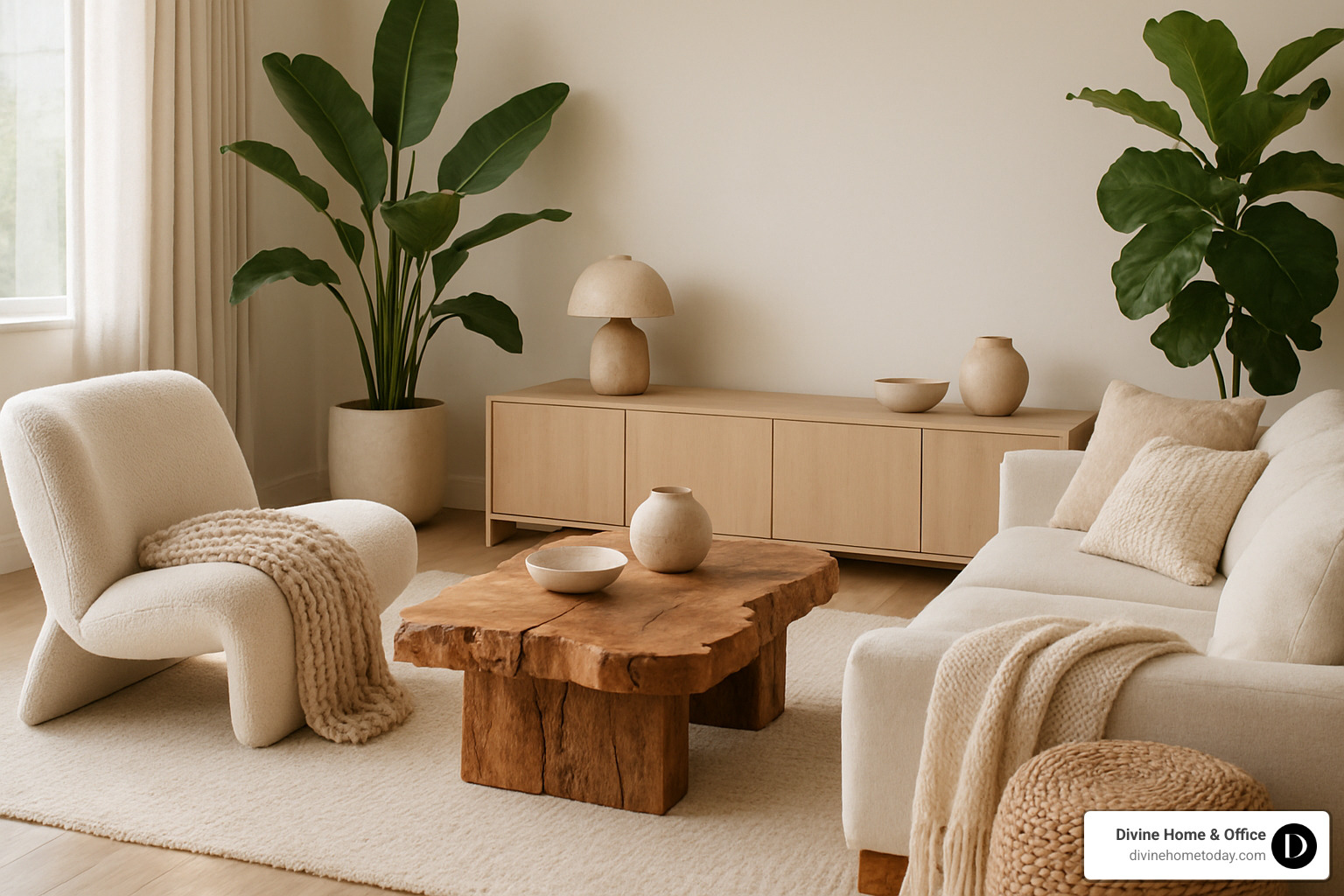 modern organic living room styling with layered textures - modern organic living room