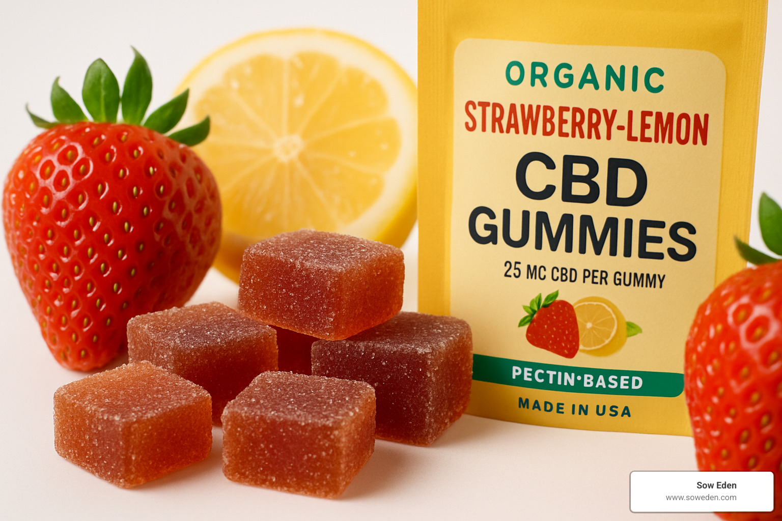 organic strawberry-lemon gummies - cbd gummies no thc