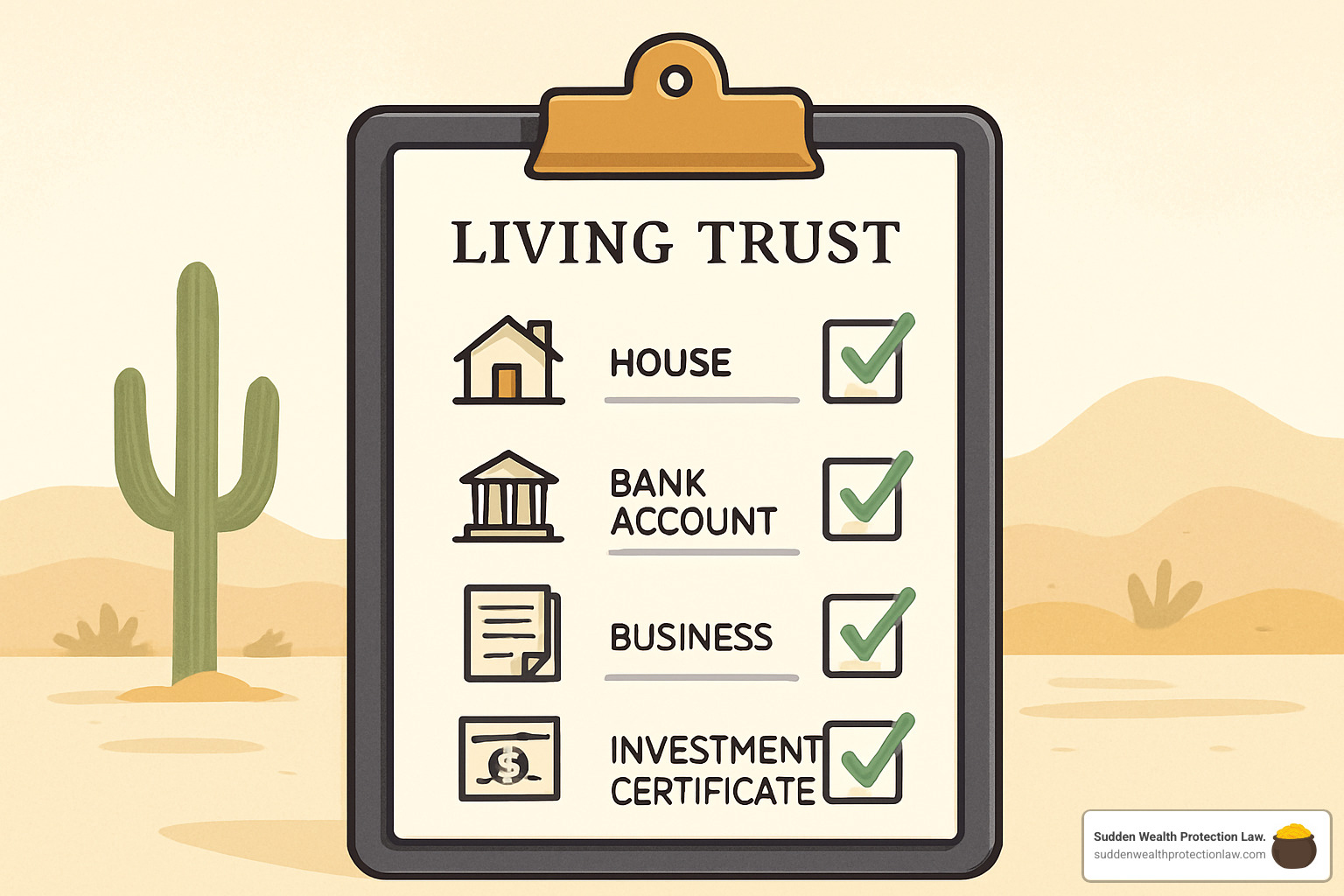 Checklist of assets being transferred into Arizona living trust - what makes up a living trust in arizona