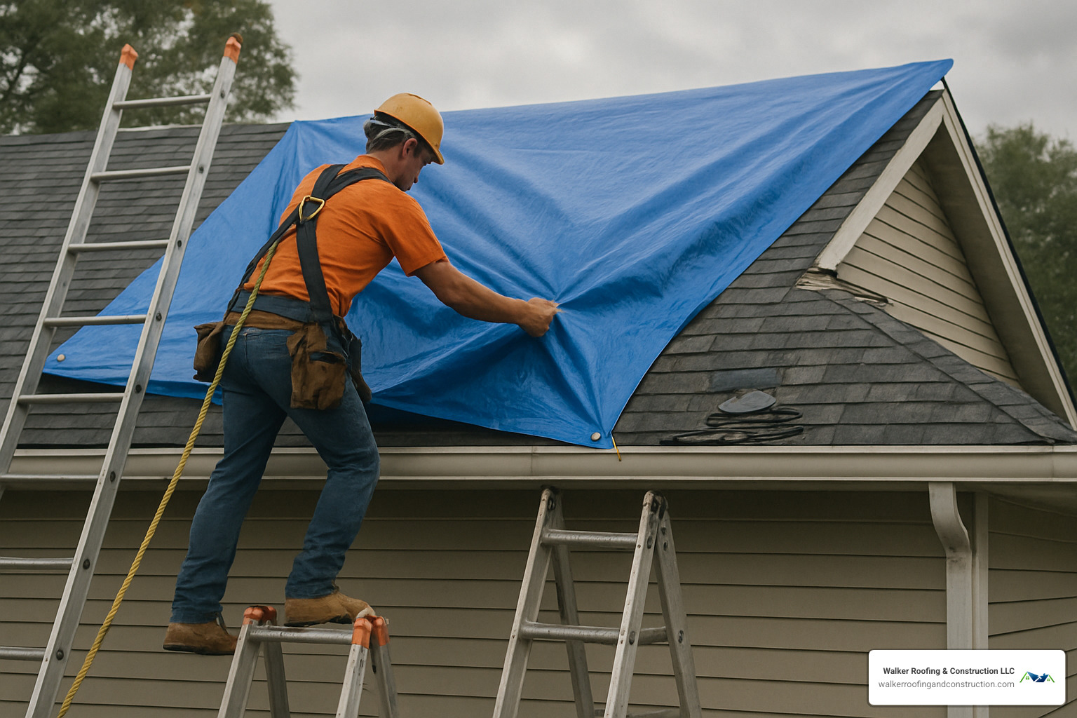 roof tarp installation to prevent further water damage - insurance claim roof repairs