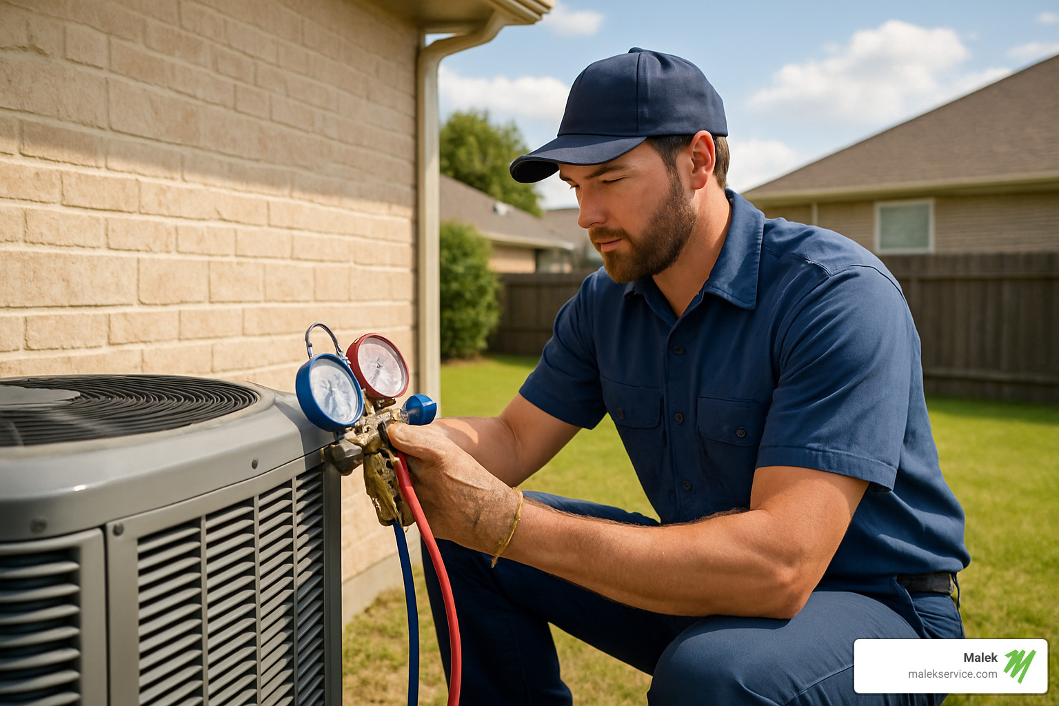 technician tuning AC - HVAC contractors college station