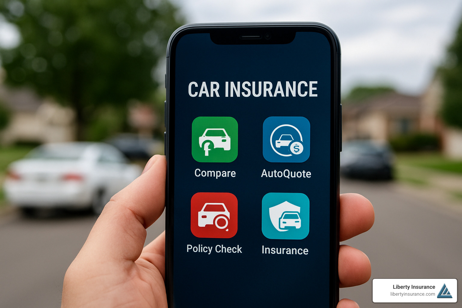 smartphone showing car insurance comparison apps - car insurance quotes nj