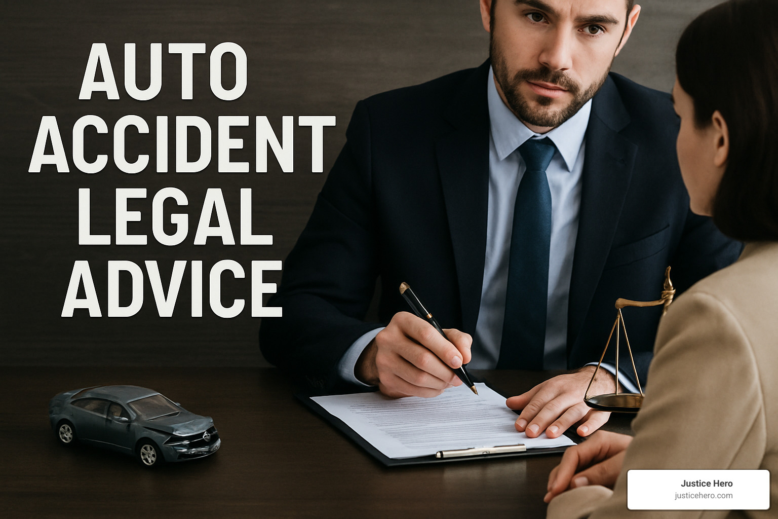 accident scene with emergency responders and evidence markers - auto accident legal advice