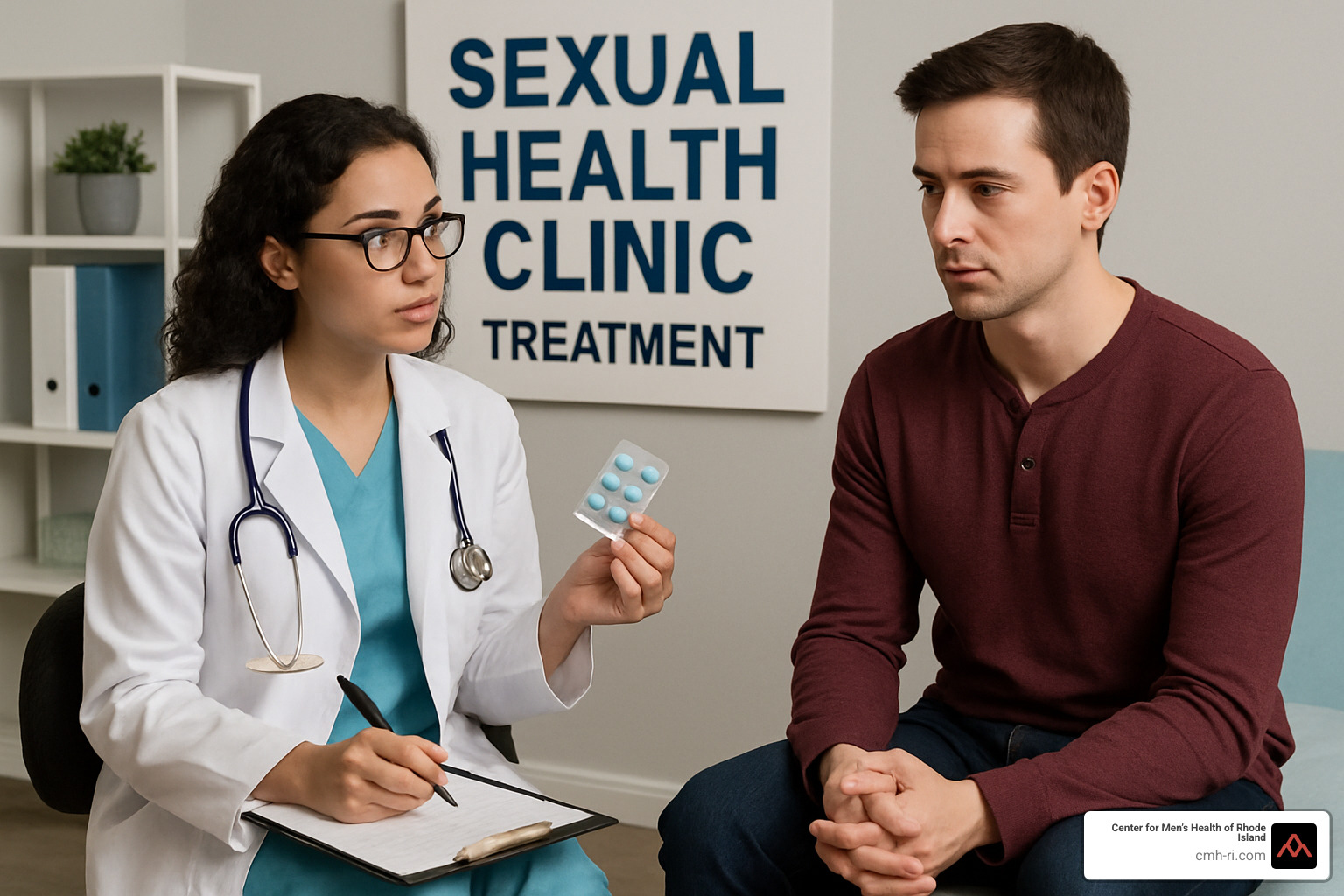 telehealth consultation screenshot showing patient and provider discussing sexual health treatment options - sexual health clinic treatment telehealth consultation screenshot showing patient and provider discussing sexual health treatment options - sexual health clinic treatment