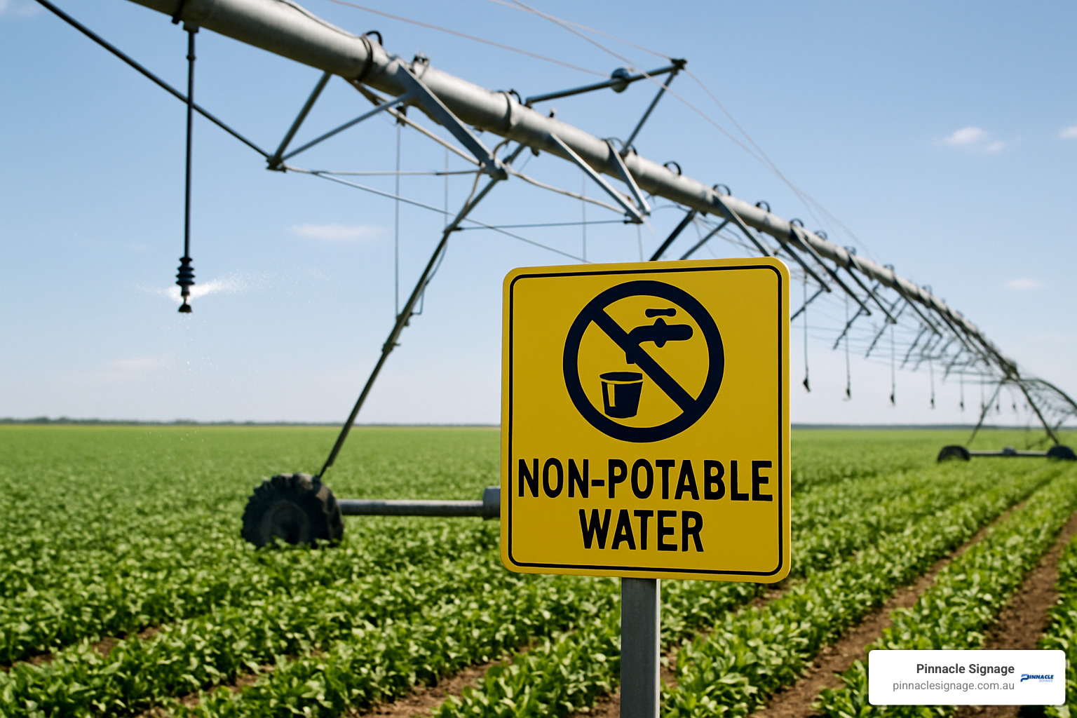irrigation system with non-potable water warning sign - non-potable water signs