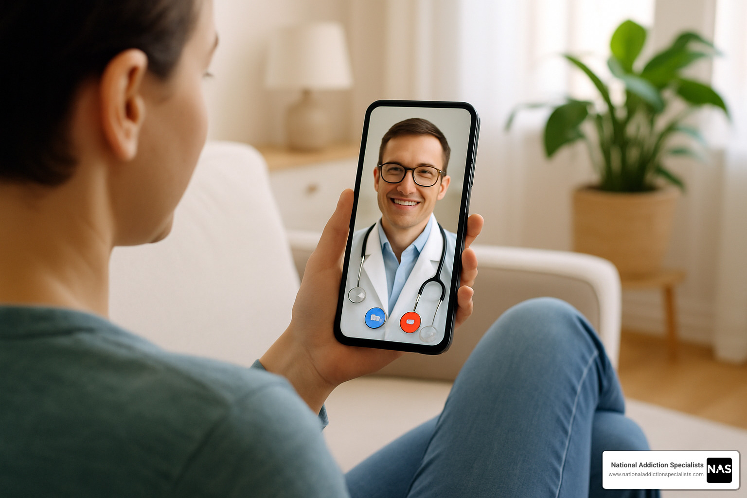 smartphone visit showing patient consultation - telehealth suboxone treatment