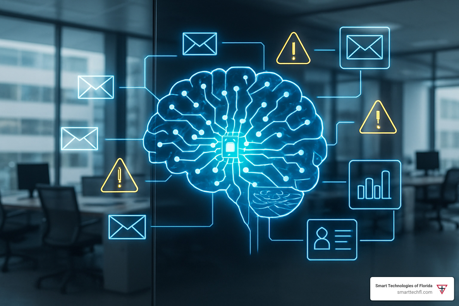 Advanced AI system analyzing email patterns with neural networks detecting sophisticated phishing attempts and behavioral anomalies - email filtering