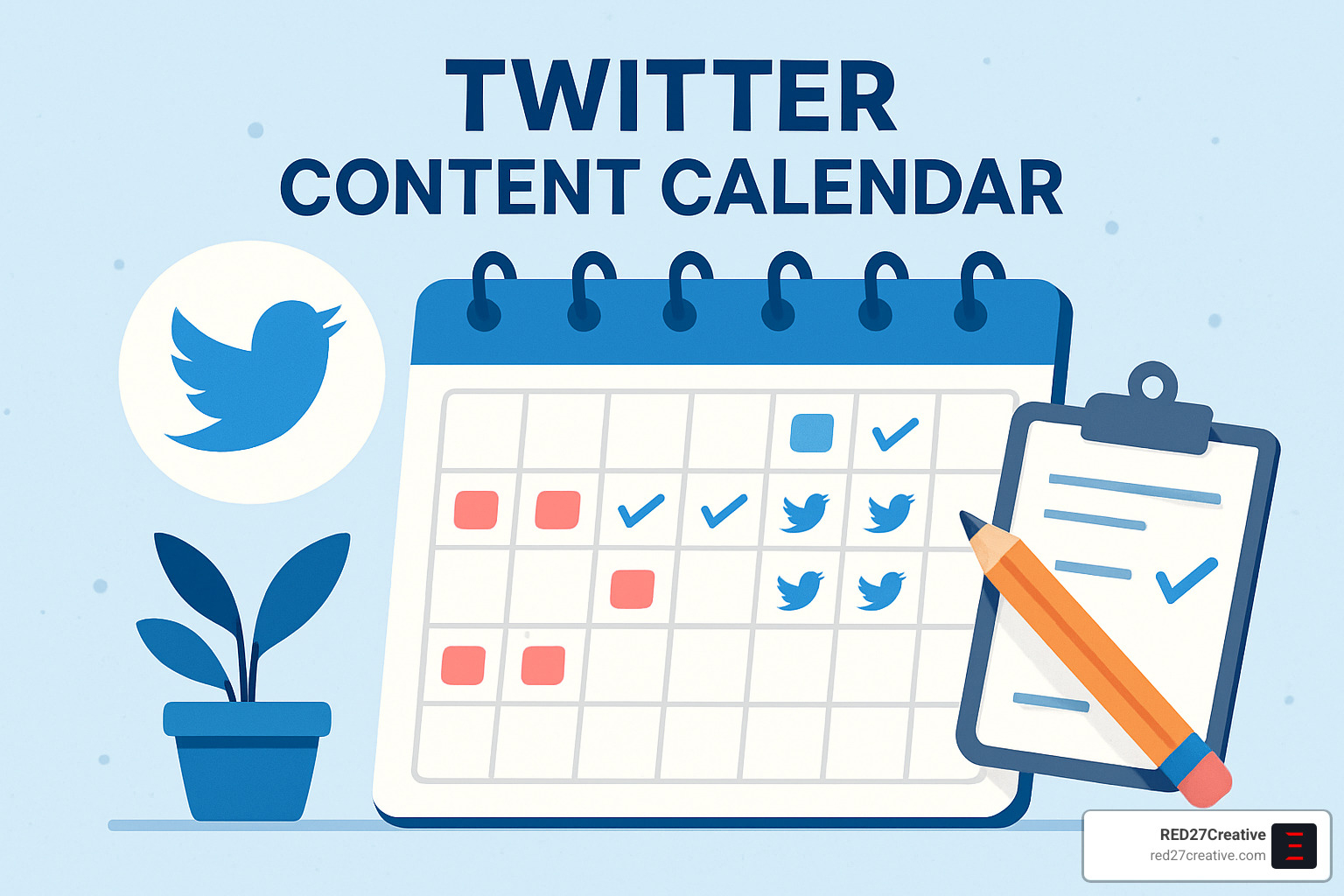 Plan, Tweet, Repeat: Mastering Your Twitter Content Calendar • Twitter content calendar • RED27Creative Twitter analytics dashboard - Twitter content calendar
