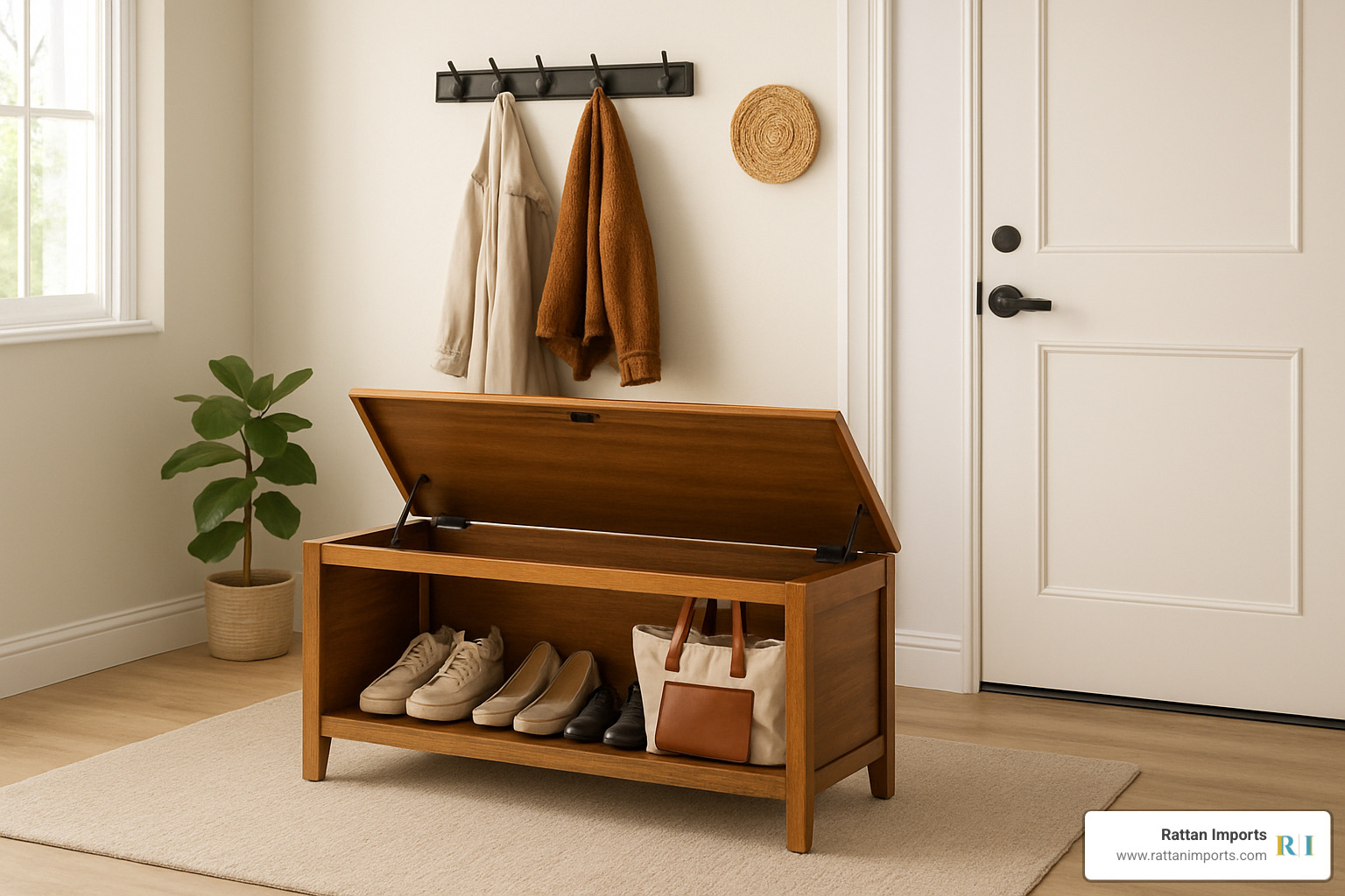 entryway storage bench with flip-top compartment - benches stools