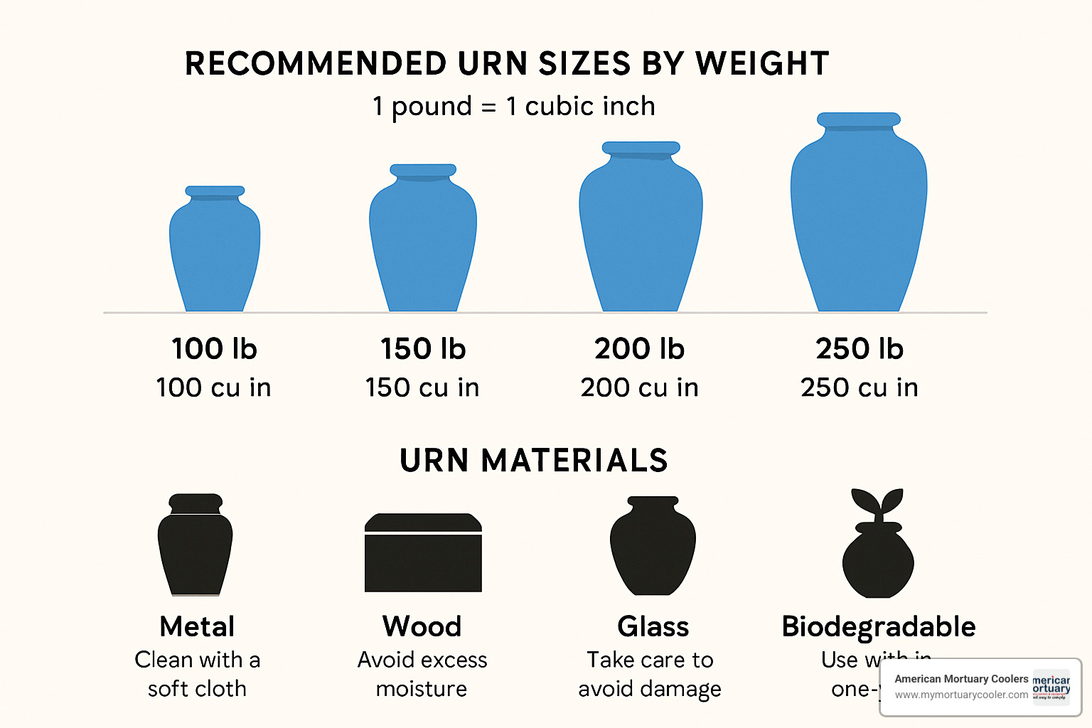 adult cremation urn sizing guide and material comparison chart - urns for ashes for adults